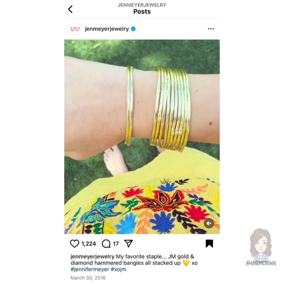 (Bangle 1 of 2)—Jennifer Meyer Hammered Bangle with Diamond - Picture 10 of 15